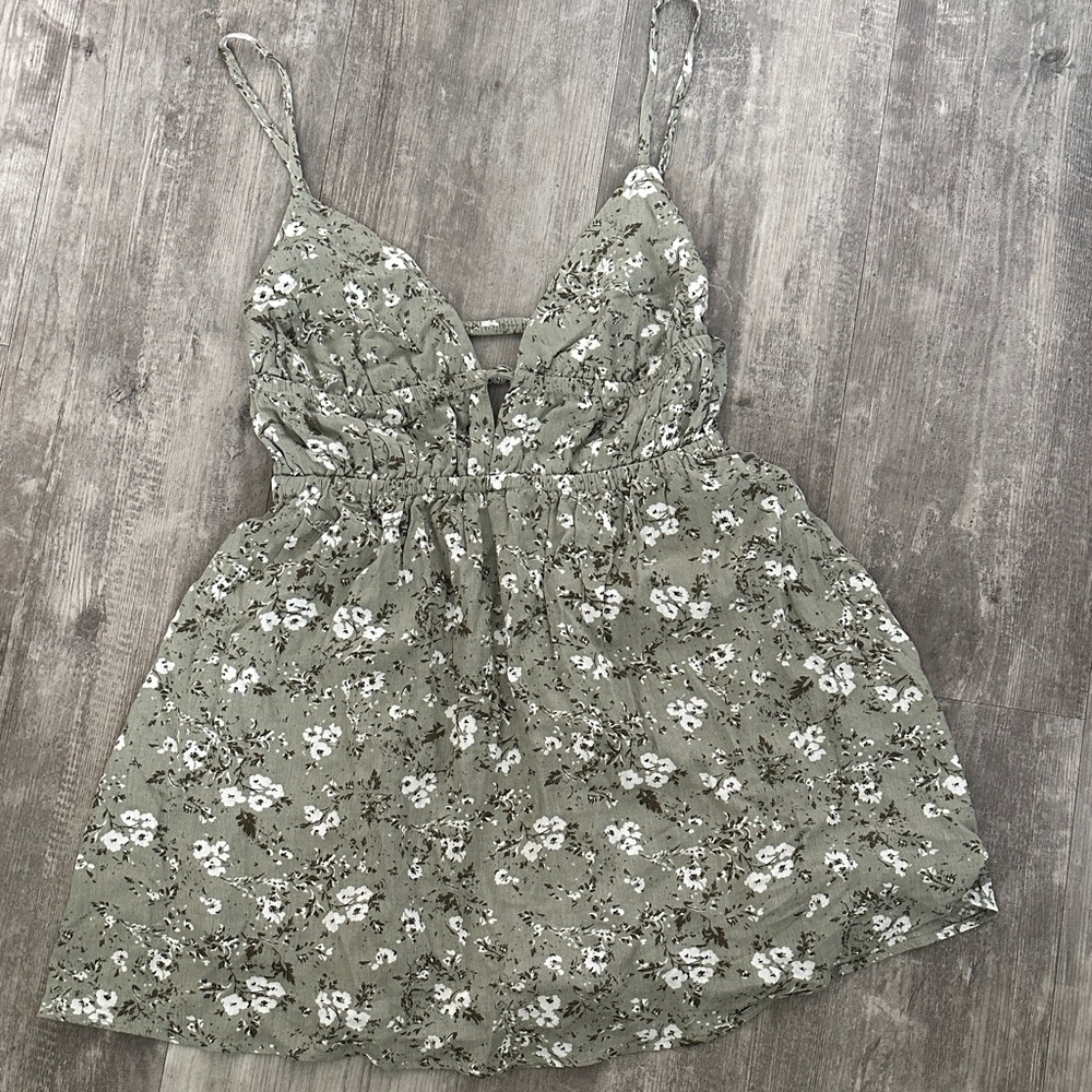 Floral Green Romper Dress